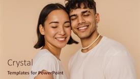  Presentation with multiracial team of young doctors stacking hands - Presentation theme consisting of young-multiracial-couple-posing background and a soft green colored foreground