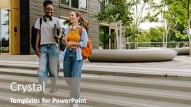  Presentation with women - Slide deck featuring young-multiracial-women-smiling background and a gray colored foreground