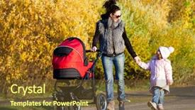  Presentation with young children at school - Slide deck consisting of young mum walks with children background and a tawny brown colored foreground