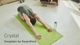  Presentation with exercise mat - Cool new slides with young-muscular-athlete-doing-relaxation backdrop and a mint green colored foreground