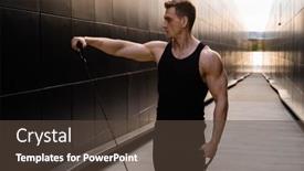  Presentation with healthy-lifestyle - Theme enhanced with young-muscular-man-doing-sports background and a tawny brown colored foreground