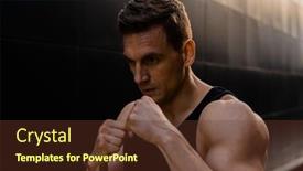  Presentation with healthy lifestyle - Presentation theme enhanced with young-muscular-man-doing-sports background and a tawny brown colored foreground