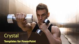  Presentation with healthy lifestyle - Slide set having young-muscular-man-doing-sports background and a tawny brown colored foreground