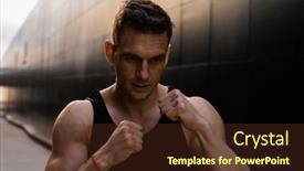  Presentation with healthy lifestyle - Slide set consisting of young-muscular-man-doing-sports background and a  colored foreground