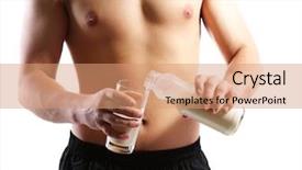  Presentation with protein - Slides with young muscular sportsman with protein background and a coral colored foreground