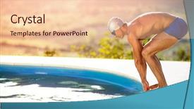  Presentation with pool side - Cool new slides with young muscular swimmer in low backdrop and a lemonade colored foreground