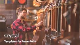  Presentation with guitar - PPT layouts consisting of young musician choosing a guitar background and a tawny brown colored foreground