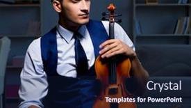  Presentation with young children playing multicultural - Cool new theme with young-musician-man-practicing-playing backdrop and a navy blue colored foreground