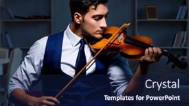  Presentation with young children playing multicultural - Beautiful presentation design featuring young-musician-man-practicing-playing backdrop and a navy blue colored foreground