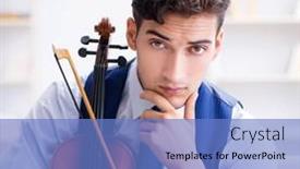  Presentation with young children playing multicultural - Slide deck consisting of young-musician-man-practicing-playing background and a teal colored foreground