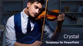  Presentation with young children playing multicultural - Audience pleasing PPT theme consisting of young-musician-man-practicing-playing backdrop and a navy blue colored foreground