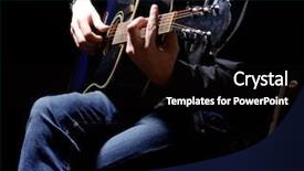  Presentation with acoustic - Presentation design featuring young musician playing acoustic guitar background and a black colored foreground