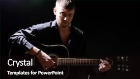  Presentation with young children playing - PPT theme consisting of young musician playing acoustic guitar background and a wine colored foreground