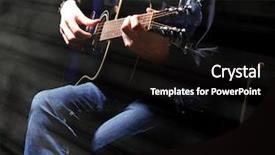  Presentation with acoustic - PPT theme enhanced with young musician playing acoustic guitar on dark background background and a black colored foreground