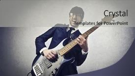  Presentation with bass guitar - Slides enhanced with young musician playing bass background and a light gray colored foreground