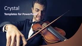  Presentation with young children playing multicultural - Presentation enhanced with young-musician-playing-violin background and a navy blue colored foreground