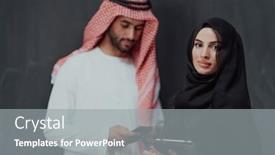  Presentation with black man fashion - PPT layouts having young-muslim-business-couple-arabian background and a  colored foreground