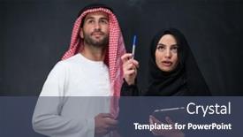  Presentation with black man fashion - PPT theme with young-muslim-business-couple-arabian background and a  colored foreground