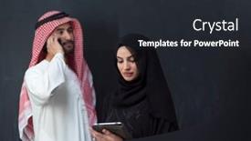  Presentation with black business - Presentation featuring young-muslim-business-couple background and a  colored foreground