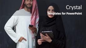  Presentation with black business - Slide set consisting of young-muslim-business-couple background and a  colored foreground