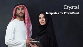  Presentation with wedding muslim couple - Presentation theme consisting of young-muslim-business-couple background and a  colored foreground