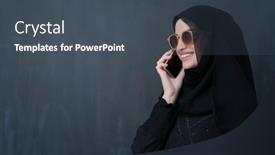  Presentation with abaya - Presentation featuring young-muslim-businesswoman-in-traditional background and a ocean colored foreground