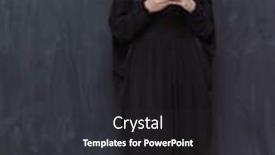  Presentation with abaya - Beautiful PPT theme featuring young-muslim-businesswoman-in-traditional backdrop and a dark gray colored foreground