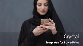  Presentation with abaya - Audience pleasing presentation theme consisting of young-muslim-businesswoman-in-traditional backdrop and a black colored foreground