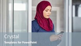  Presentation with hijab modern - Amazing presentation having young-muslim-businesswoman-leaning-against backdrop and a light blue colored foreground