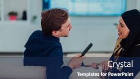  Presentation with hijab modern - Slide deck enhanced with young-muslim-couple-woman-wearing background and a navy blue colored foreground