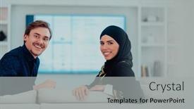  Presentation with hijab modern - Slides featuring young-muslim-couple-woman-wearing background and a light gray colored foreground