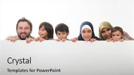  Presentation with muslim family - PPT theme consisting of young muslim family with white background and a light gray colored foreground
