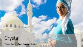  Presentation with sultan mosque in singapore muslim - Beautiful presentation theme featuring young muslim girl on mosque backdrop and a  colored foreground