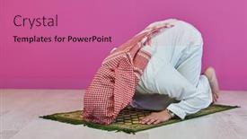  Presentation with muslim - Cool new slide deck with young-muslim-man-praying-salat backdrop and a coral colored foreground