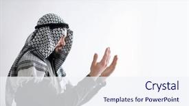  Presentation with praying hands - Colorful presentation theme enhanced with young muslim man praying backdrop and a sky blue colored foreground