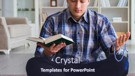  Presentation with muslim - Beautiful PPT theme featuring young-muslim-man-praying backdrop and a wine colored foreground