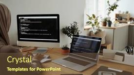  Presentation with woman muslim - Presentation design having young-muslim-woman-in-headscarf background and a tawny brown colored foreground