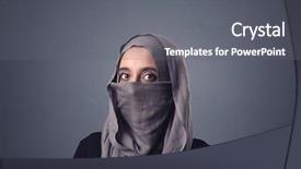  Presentation with woman muslim - Presentation theme having young muslim woman wearing niqab background and a gray colored foreground