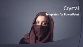  Presentation with woman muslim - Slide set consisting of young-muslim-woman-wearing-niqab background and a gray colored foreground