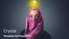  Presentation with woman muslim - PPT theme featuring young-muslim-woman-wearing-niqab background and a tawny brown colored foreground