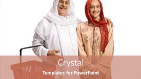  Presentation with woman muslim - Presentation design having young-muslim-woman background and a coral colored foreground