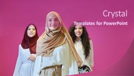  Presentation with muslim women - Cool new presentation theme with young-muslim-women-posing backdrop and a violet colored foreground