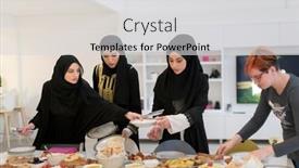  Presentation with muslim women - Presentation featuring young-muslim-women-preparing-food background and a light gray colored foreground