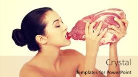  Presentation with being a single woman - Amazing theme having young naked woman eating beef backdrop and a coral colored foreground