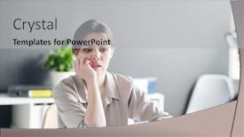  Presentation with resume - Beautiful slide set featuring young-nervous-female-applicant-looking backdrop and a light gray colored foreground