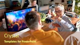  Presentation with new office - Slide deck featuring young-new-businessman-being-mentored background and a tawny brown colored foreground