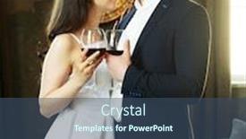  Presentation with romance - Amazing presentation design having young-newlywed-couple-drinking-wine backdrop and a ocean colored foreground