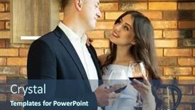  Presentation with romance - Presentation theme with young-newlywed-couple-drinking-wine background and a ocean colored foreground