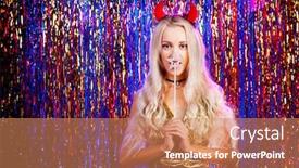  Presentation with dance - Slides with young nice girl have fun on a dance party background and a coral colored foreground