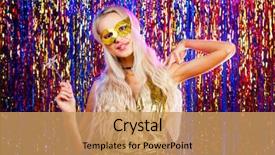  Presentation with dance - PPT theme with young nice girl have fun on a dance party background and a coral colored foreground